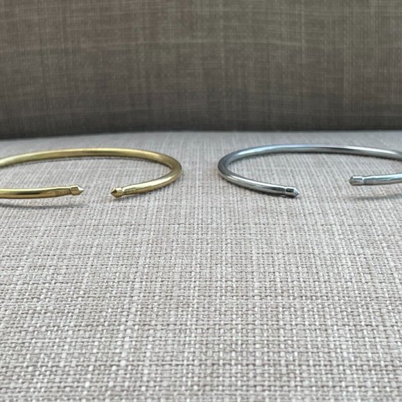 Bracelet Lot of 2 Wrist Band Metal Silver and Gold Tone Fashion Unisex Jewelry - Picture 11 of 11